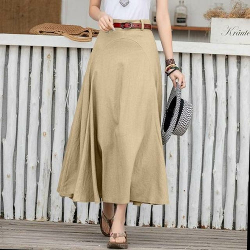 ZANZEA Patchwork Skirt Women 2021 Summer A line Midi Skirts Casual