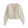 Knitted Pearl Decorati Loose Knit Sweater