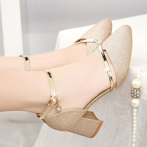 Zapatos Dama Women Fashion High Quality Silver Wedding High Heel Shoes