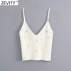 Zevity Women fashion floral embroidery camis tank tops summer wear