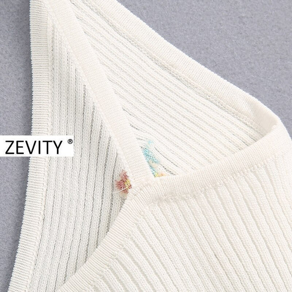 Zevity Women fashion floral embroidery camis tank tops summer wear