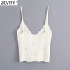 Zevity Women fashion floral embroidery camis tank tops summer wear