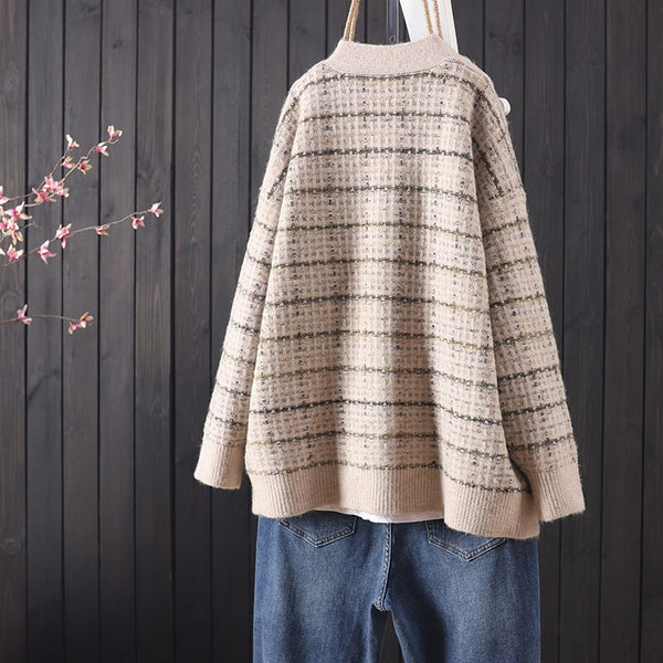 autumn and winter new products loose retro Plaid large edition long