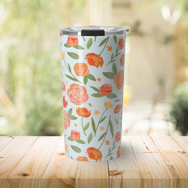 Burnt Orange Floral Travel Coffee Mug