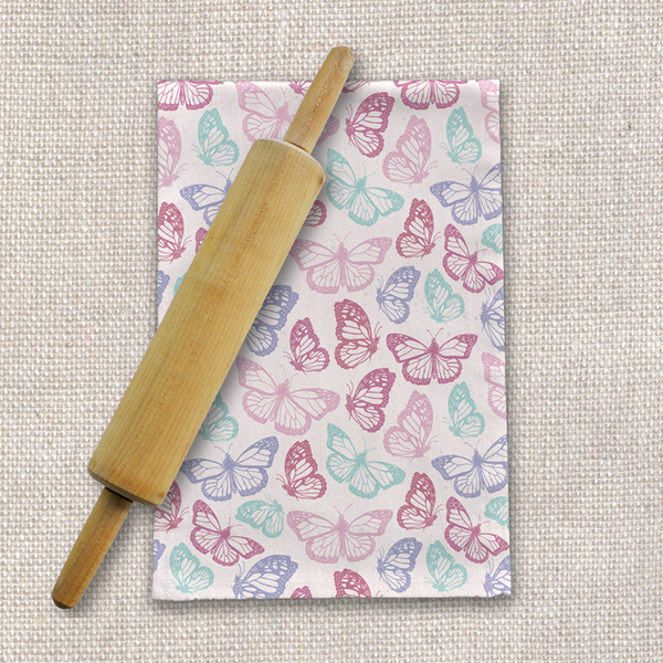 Pink Butterfly Tea Towel