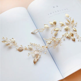 Delicate Gold Leaf Wedding Hair Accessories