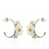 natural Hetian white Chalcedony cherry blossom earrings Chinese style