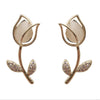 new Fashion Elegant Cute Stud Ear Opal Rose Flower Earrings Crystal