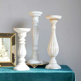 White Wooden Candlestick